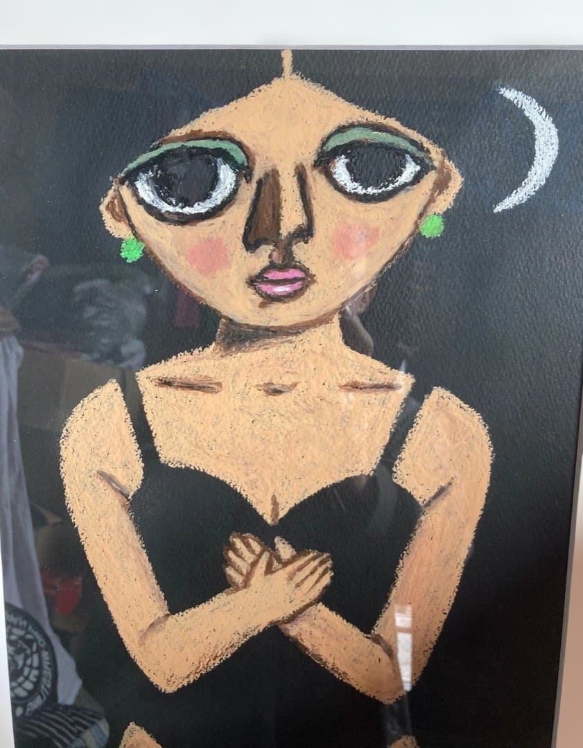 新品直筆絵画『原マスミ／下着（黒）』豪華（四つ切り）額付