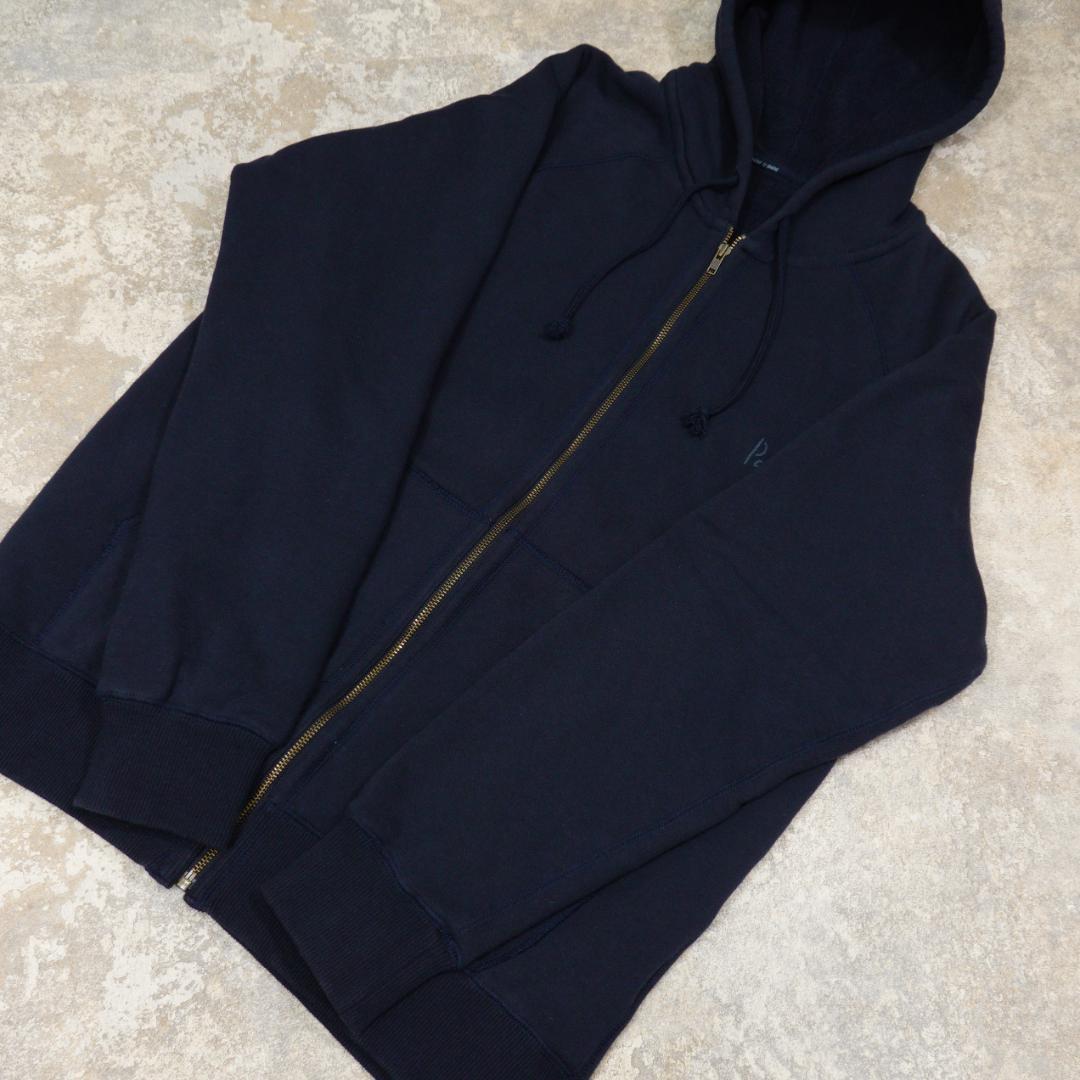 papas 日本製 スウェットジップパーカー L ネイビー ロゴ ワッペン