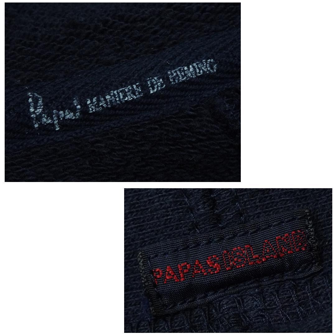 papas 日本製 スウェットジップパーカー L ネイビー ロゴ ワッペン