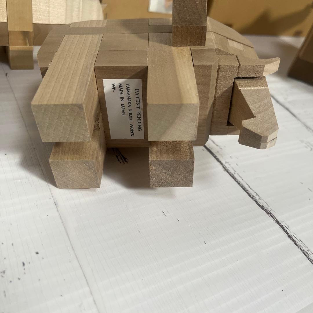 山中組木　yamanaka kumiki 動物セット　ブタ　カバ　ゾウ　ライオン