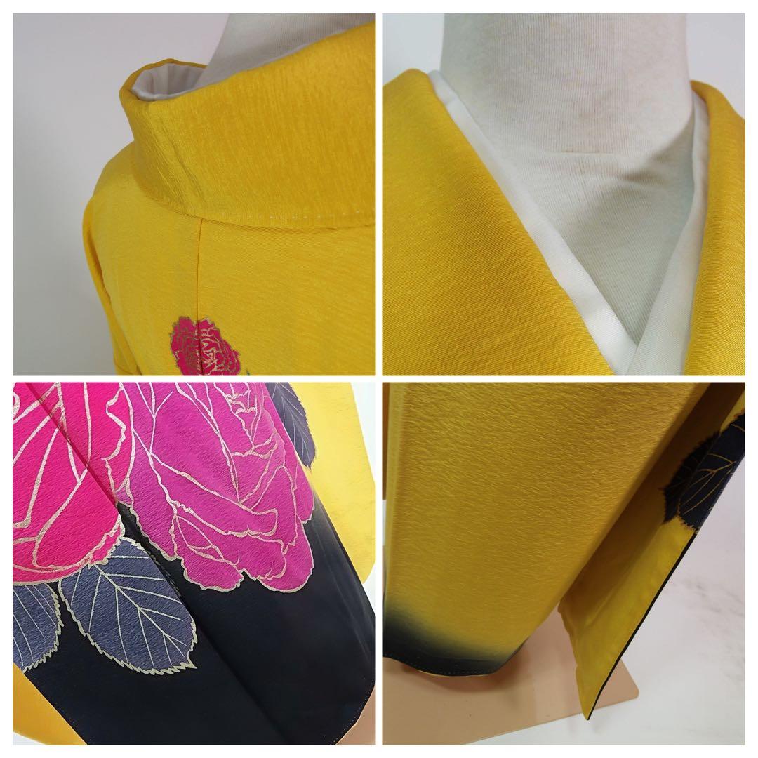 作家物・草野一騎　薔薇咲き誇る振袖×大胆アート構図／イエロー地×華麗モダンな名品