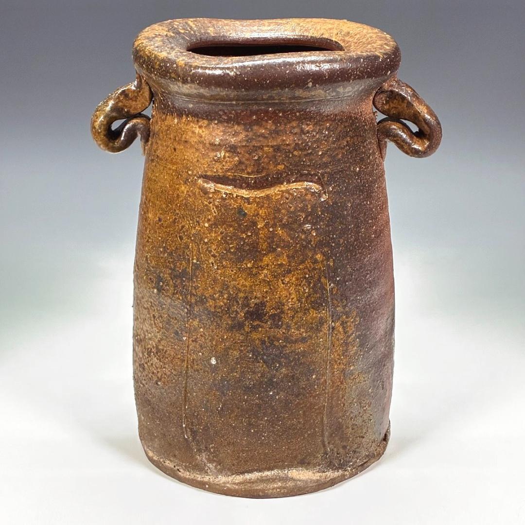 ■備前焼 斉藤隆 作 花入 共箱あり 師：伊勢崎淳