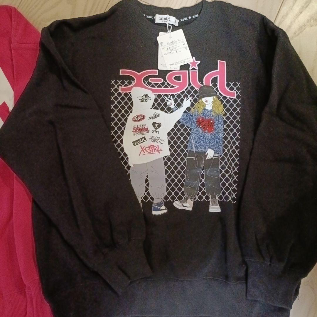 【未使用】x-girlステージス140 ピンク ブラック 2枚セット