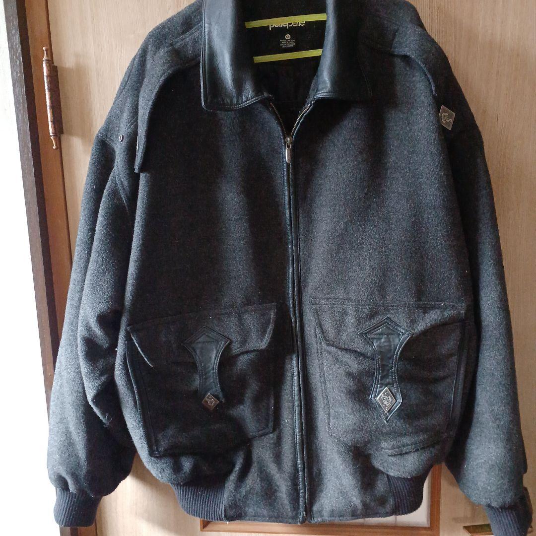 ペレペレ　pelle pelle スカル刺繍 ボンバージャケット グレー