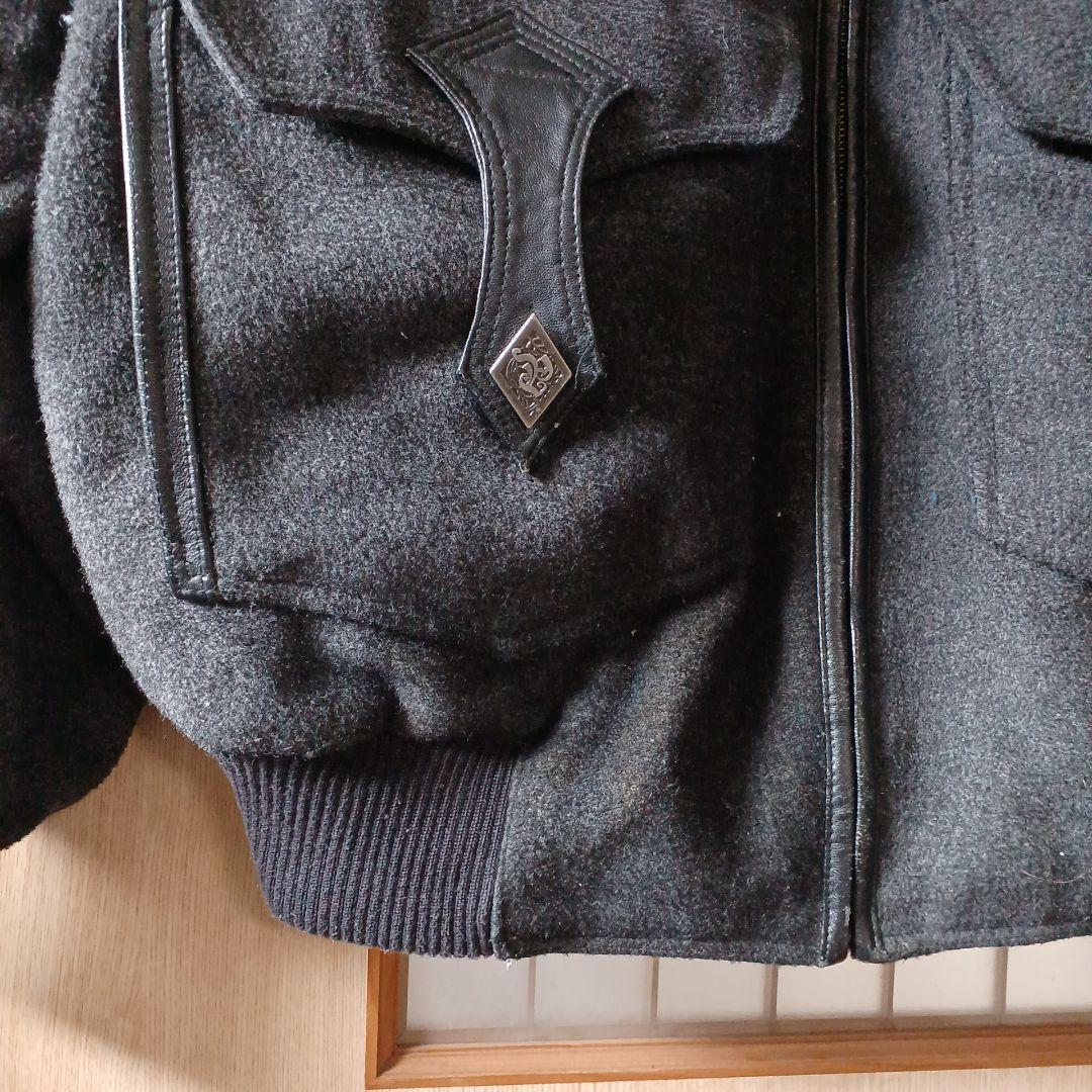 ペレペレ　pelle pelle スカル刺繍 ボンバージャケット グレー