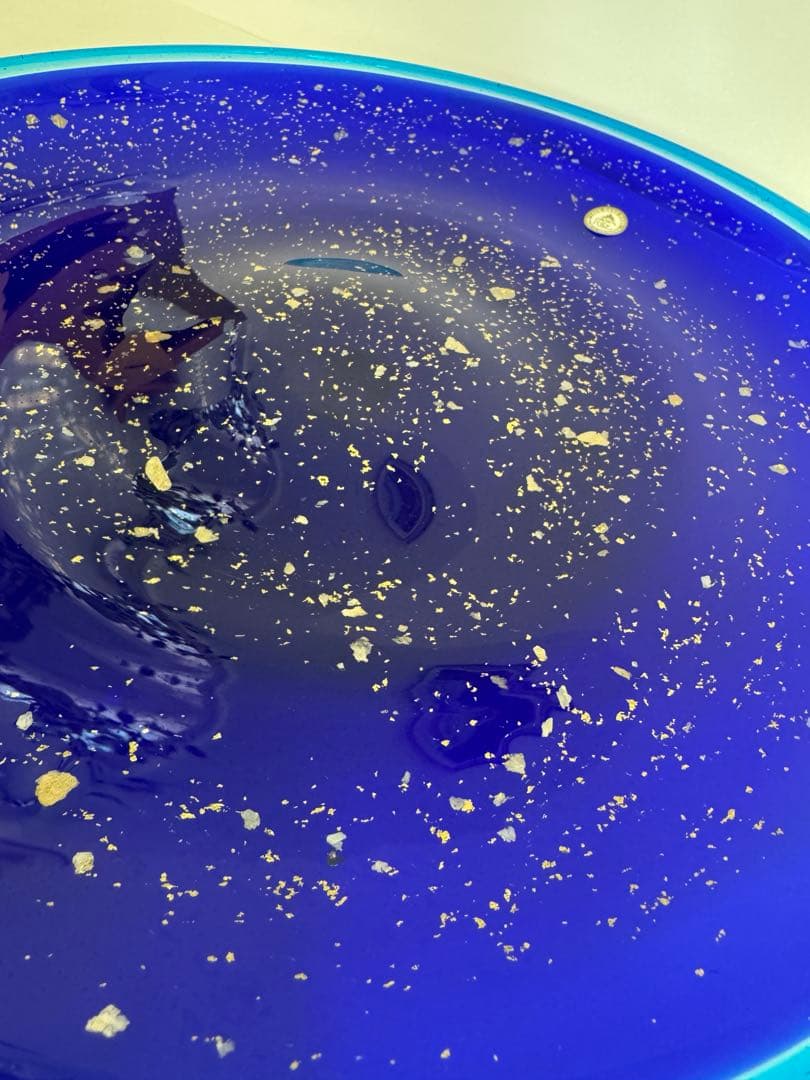 末吉清一　大皿　琉球ガラス　金箔