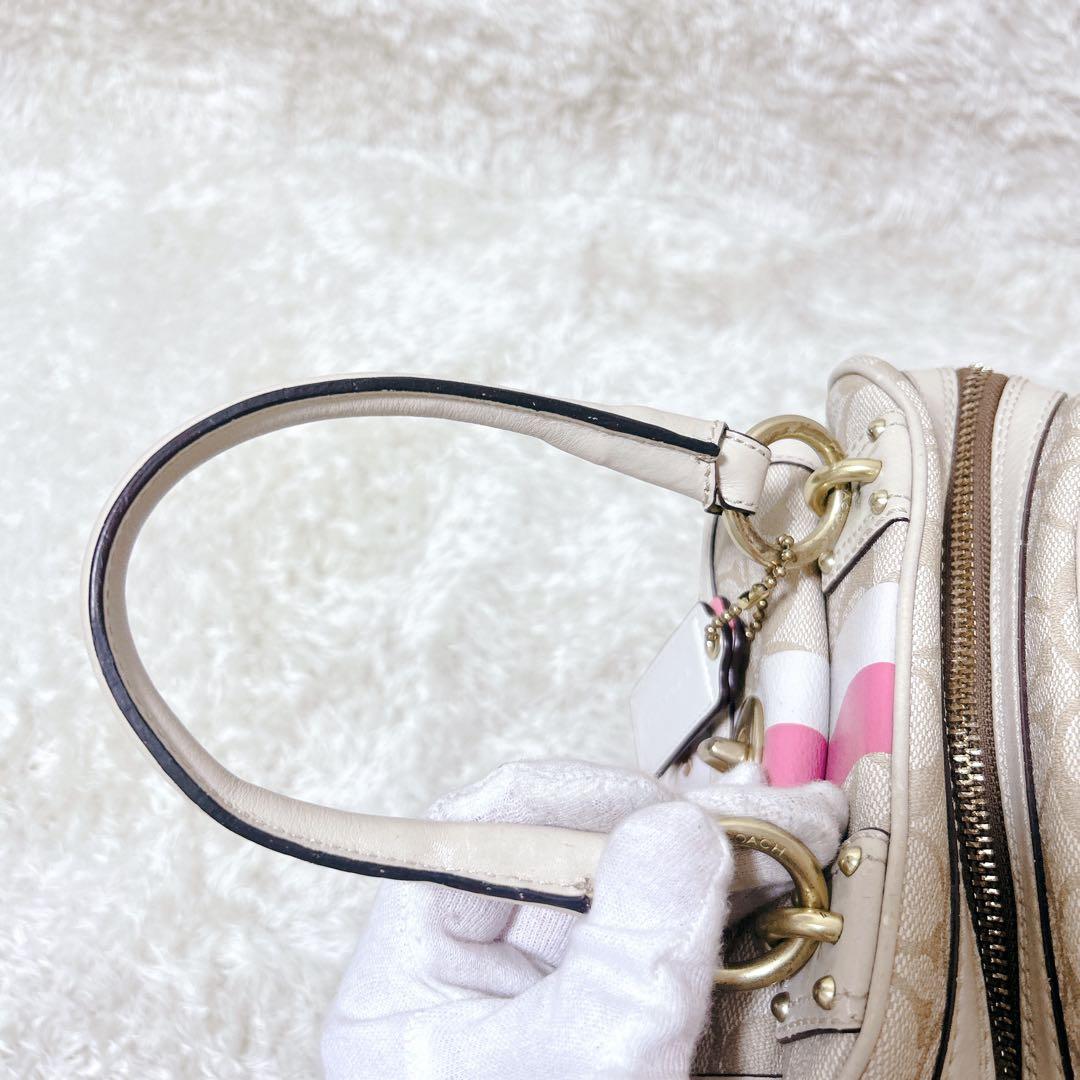 COACH コーチ　ヘリテージ ストライプ スモール ドームド ハンドバッグ