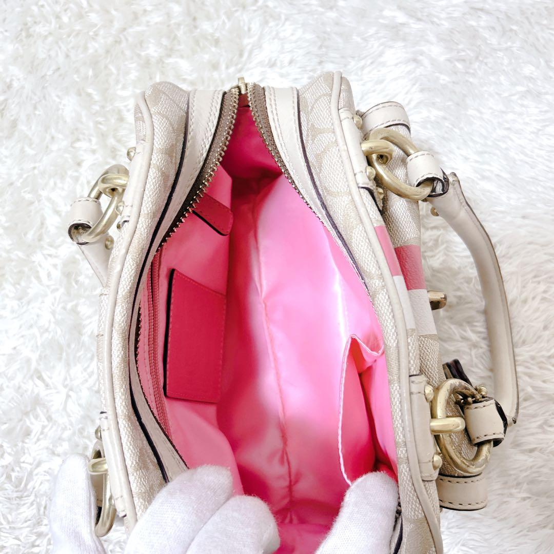 COACH コーチ　ヘリテージ ストライプ スモール ドームド ハンドバッグ