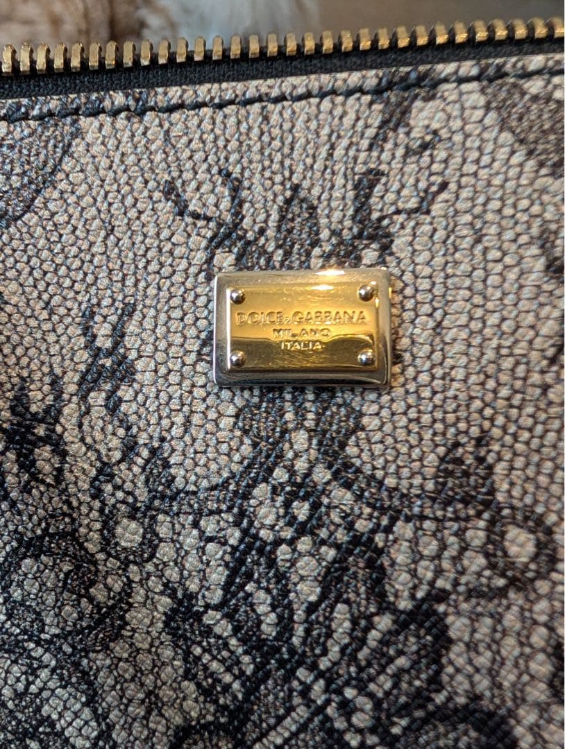 【Dolce & Gabbana レザートートバッグ／ブラックxグレー】