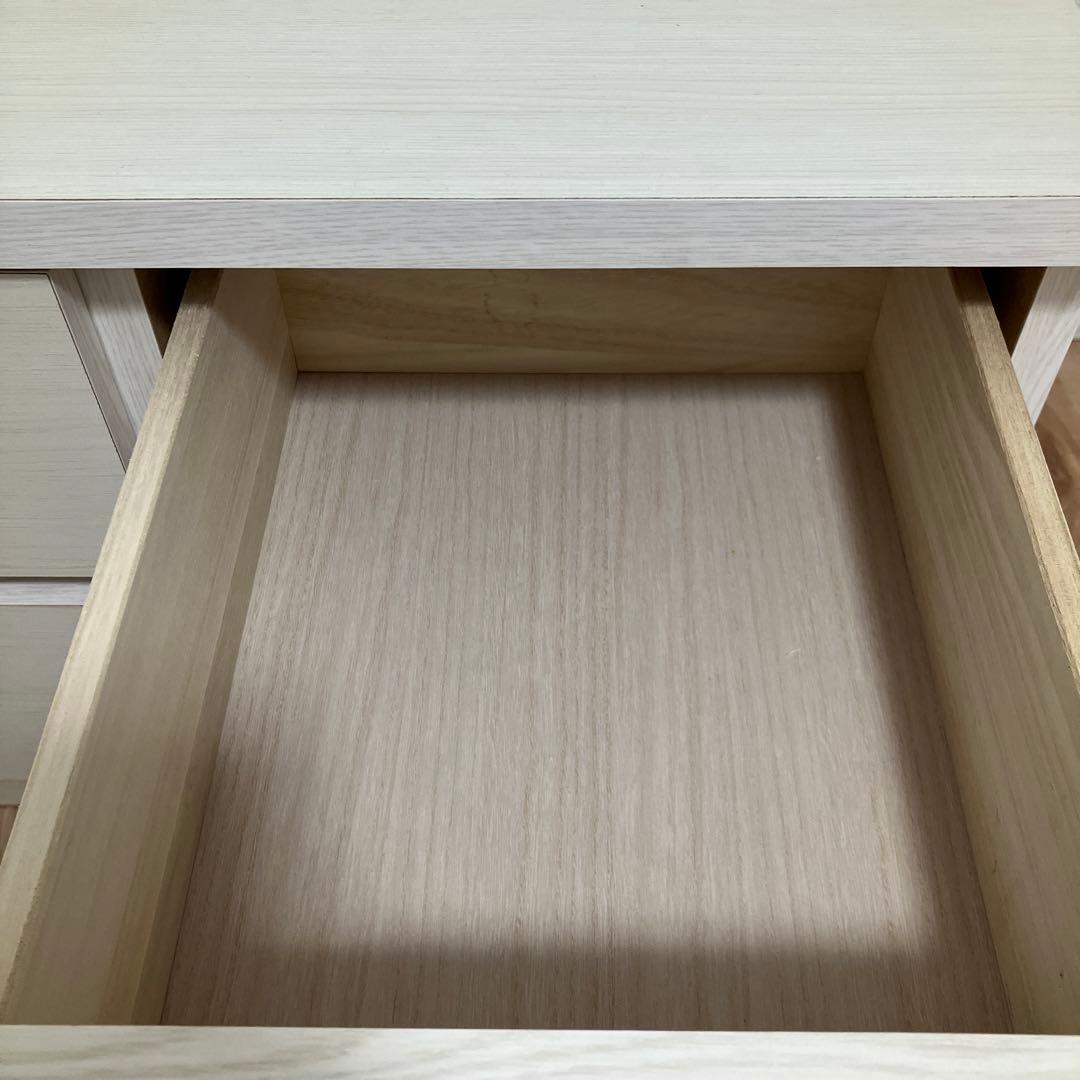 オフホワイト木製テレビボード 6引き出し