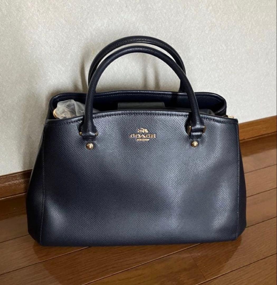 【美品】COACH ネイビー キャンバスコーティング 2wayバック