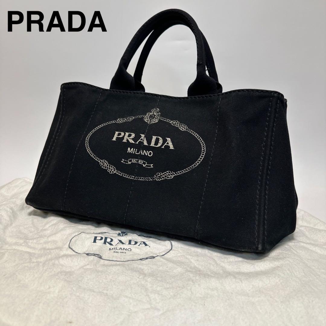 t94【美品】プラダ　カナパ　Lサイズ　ブラック　ハンド　トート　A4収納可.
