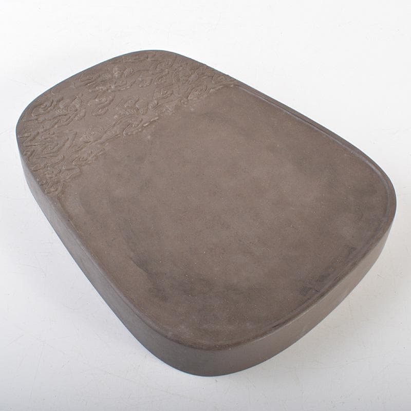 中国　書道具　神獣刻　端渓硯　唐木箱付　V　R7390