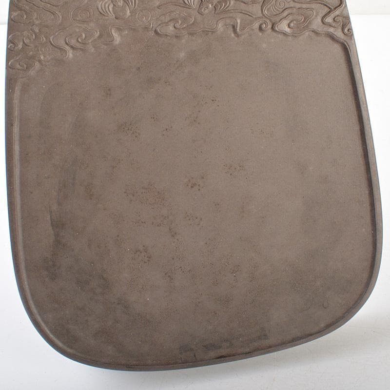 中国　書道具　神獣刻　端渓硯　唐木箱付　V　R7390