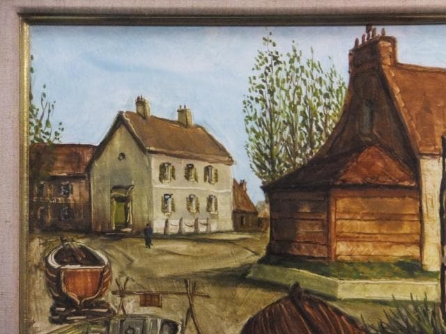 坂本益夫　直筆サイン『仏 湖畔風景』キャンヴァスに油彩 10号 0718E