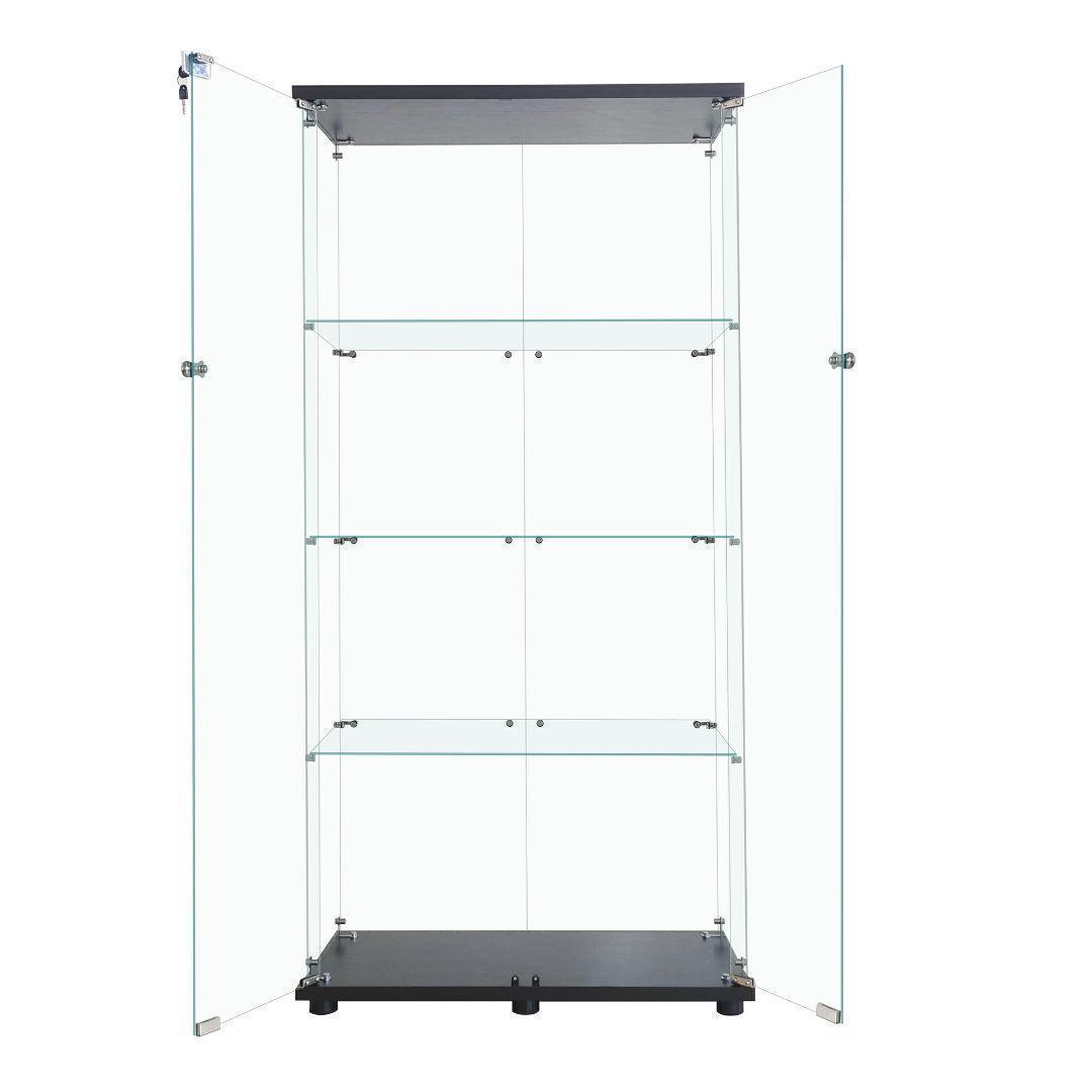 ガラスケース 4段両扉 コレクション フィギュア 棚 ショーケース 黒 2002