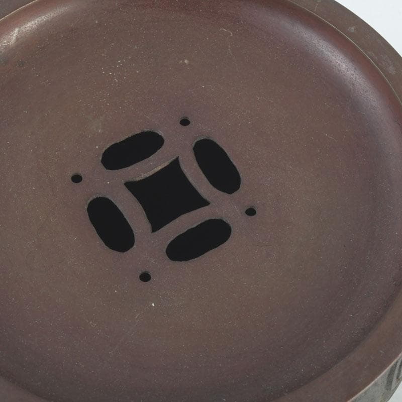 中国　古銅宣徳銅　饕餮文　建水　茶こぼし　V　9652