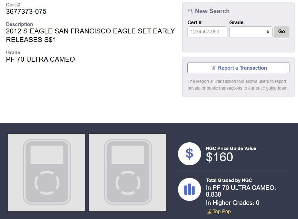 NGC最高鑑定★2012年アメリカ1ドル シルバーイーグル銀貨★PF70UCER