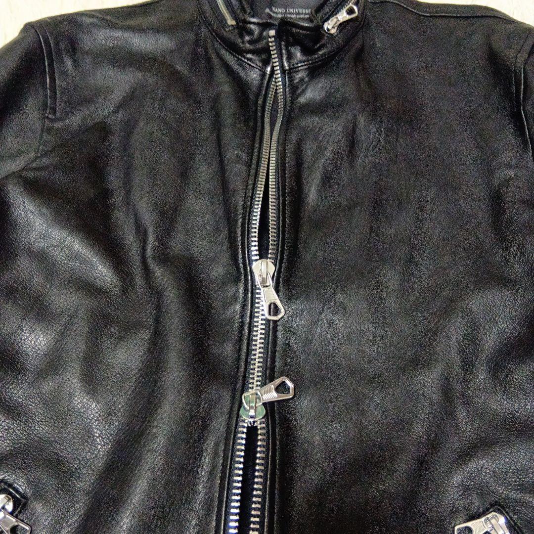 NANO UNIVERSE 　シングルライダース　ジャケット　ラムレザー　L　黒