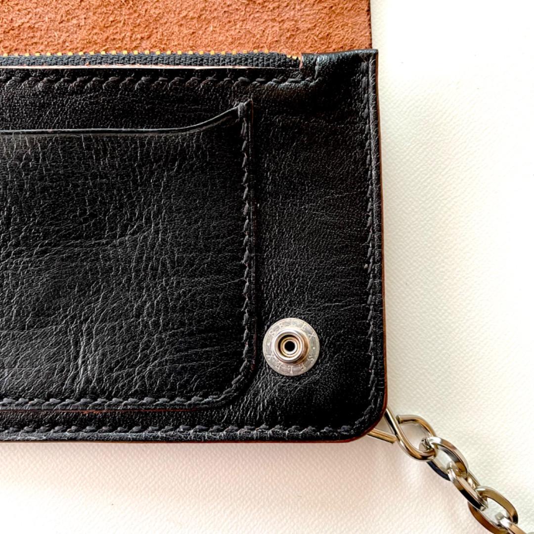 ミドルトラッカーウォレット　ホースハイド　デッドストックジッパー　前面ポケット