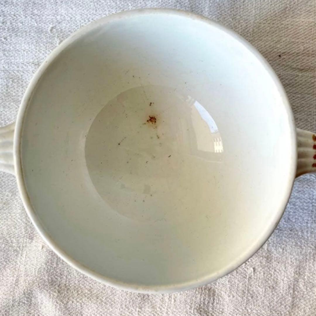 クレイユモントロー 花柄ブイヨンボウル スーピエール　フランスアンティーク