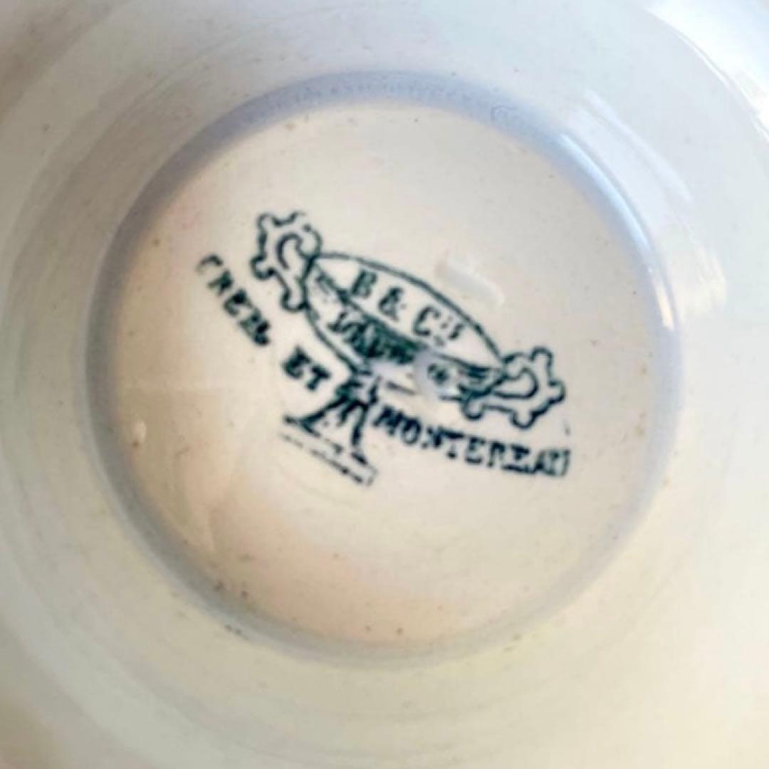 クレイユモントロー 花柄ブイヨンボウル スーピエール　フランスアンティーク