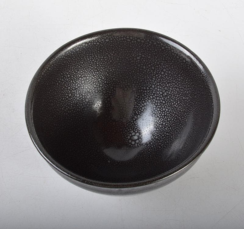 中国　宋代　建窯　窯変　油滴天目茶碗　桐箱付　M　R4617