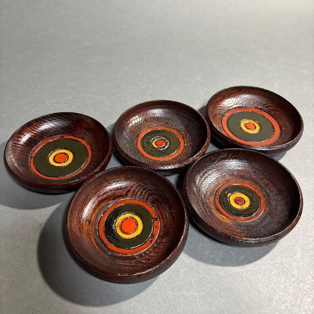 村瀬治兵衛　独楽　茶托　５客