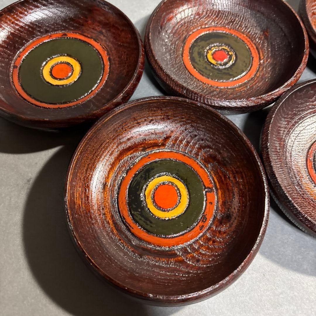 村瀬治兵衛　独楽　茶托　５客