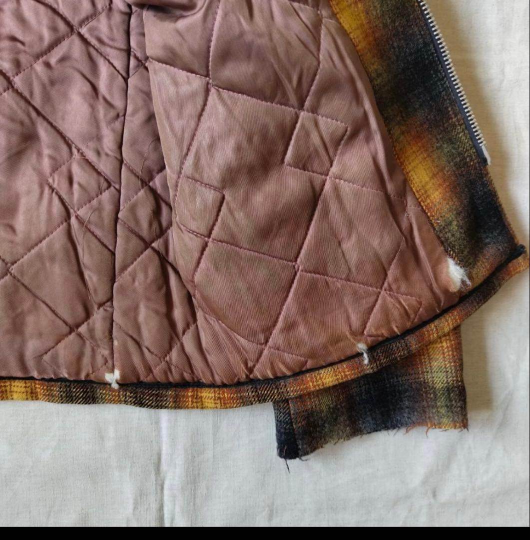 50s 60s オンブレ チェック ウールジャケット CPOジャケット