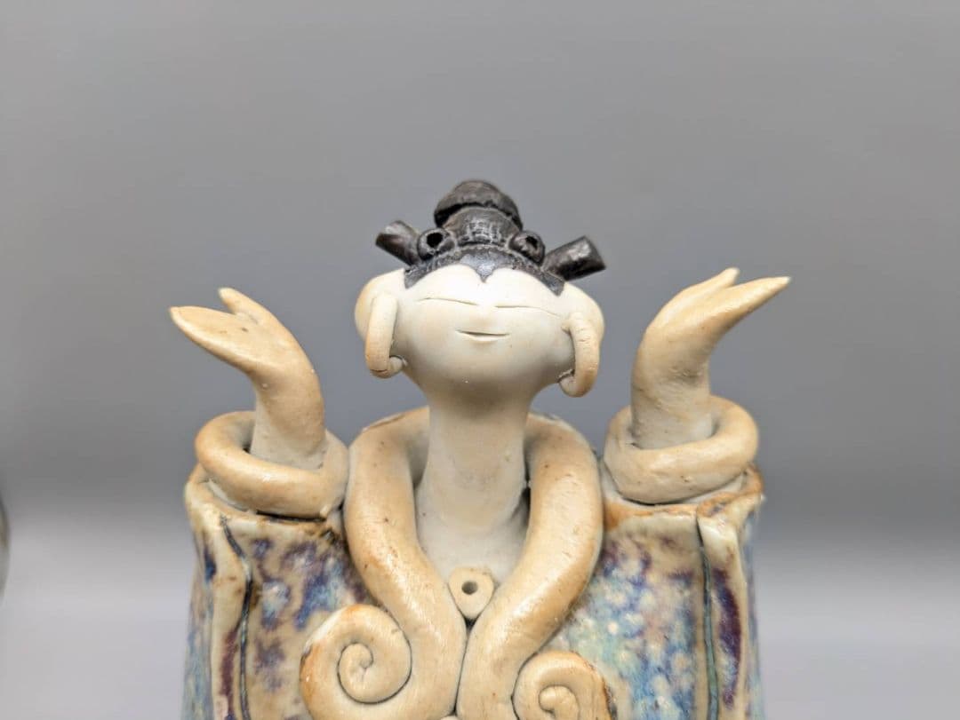 青芳人形 初代青芳 念ずれば花ひらく 砥部焼 置物 坂村真民 森本青芳