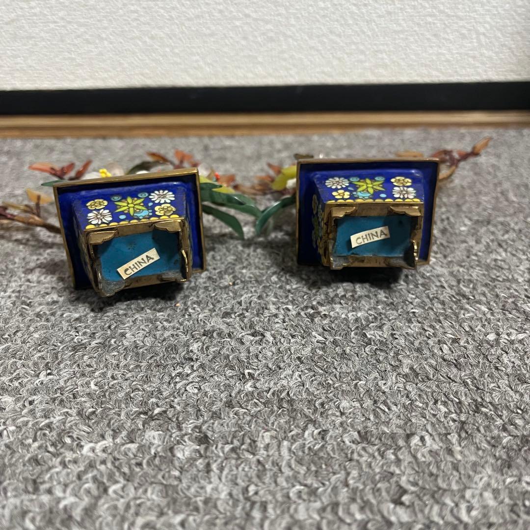 中国美術 古玩 七宝焼　玉石 瑪瑙 翡翠 彫刻 盆栽置物