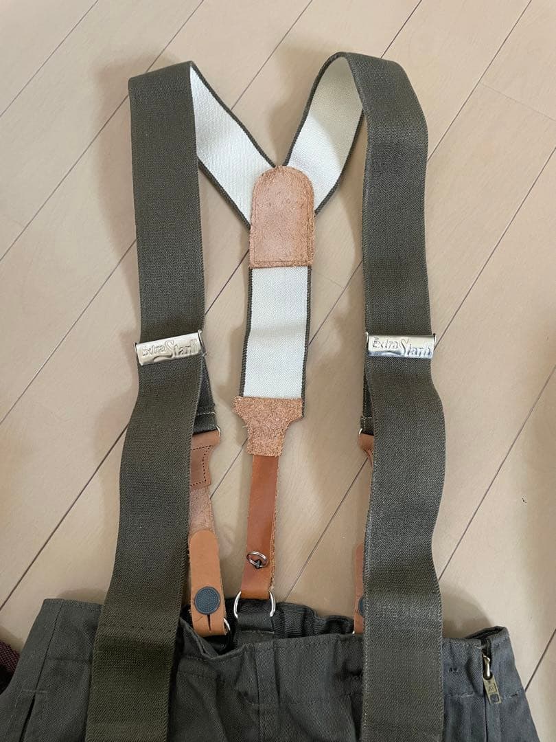 【古着】東ドイツ軍　サスペンダー付き　カーゴパンツ