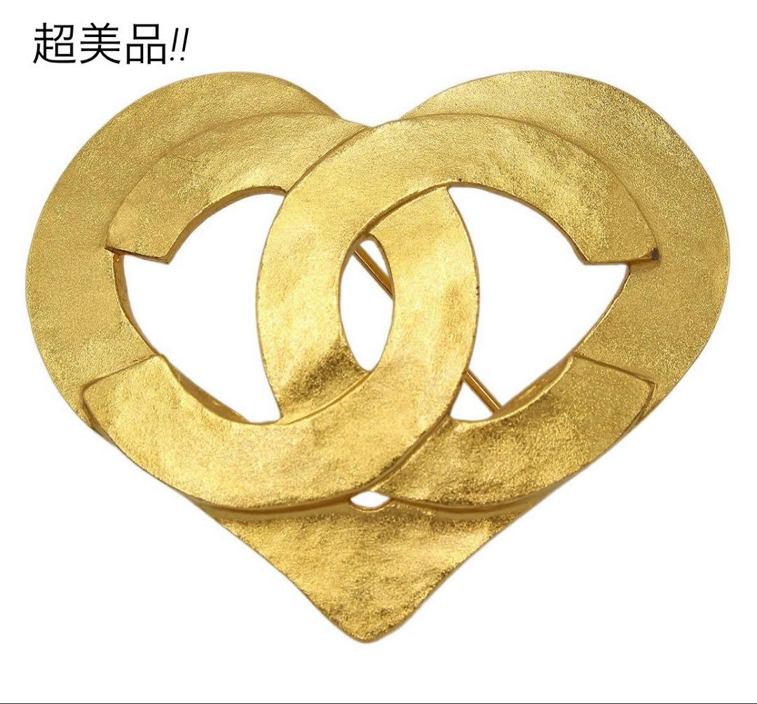 N2337 超美品!! シャネル ココマーク ハート ブローチ