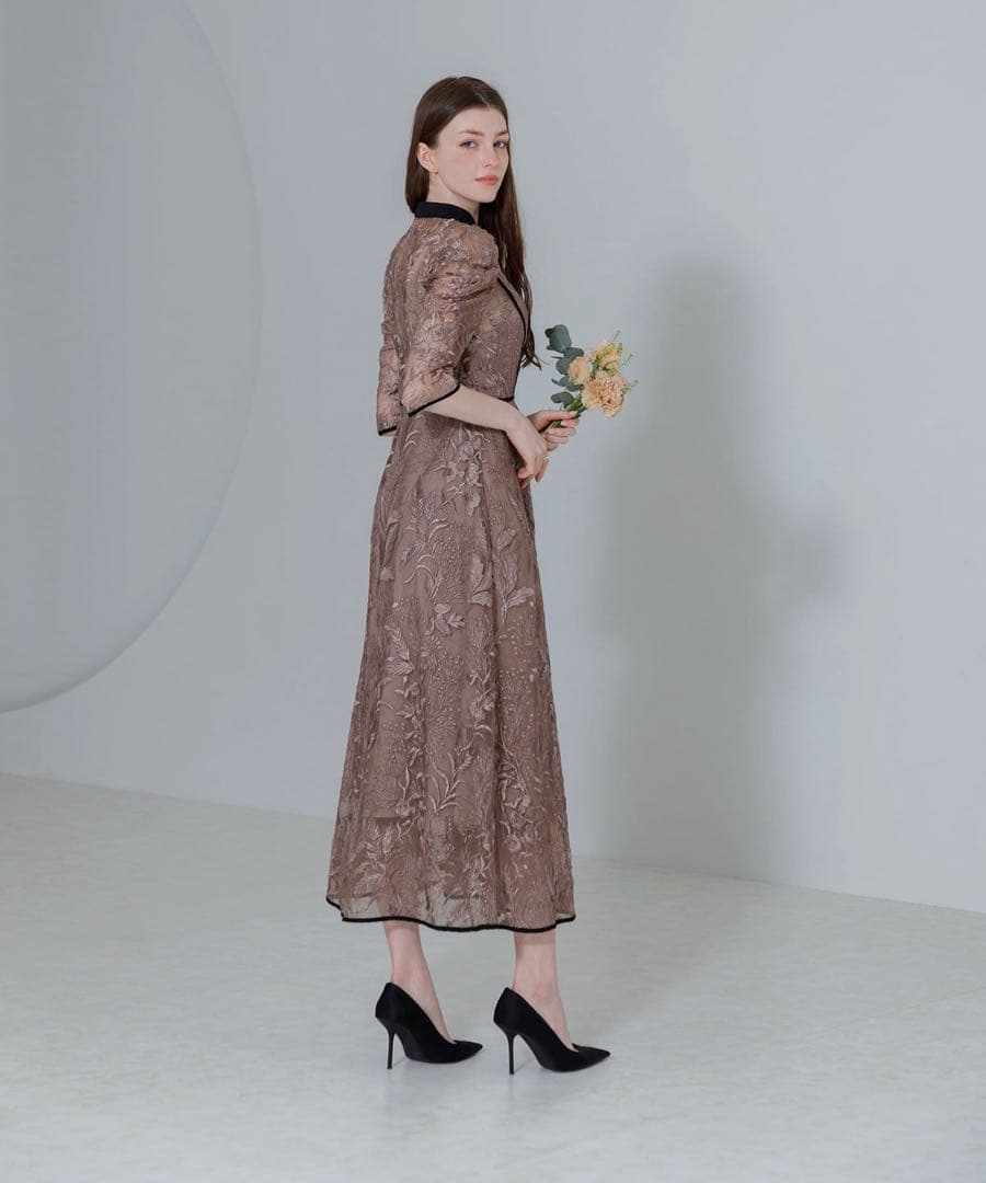 【極美品Sサイズ】Leja 花柄チュールパフスリーブワンピースドレス 11月購入