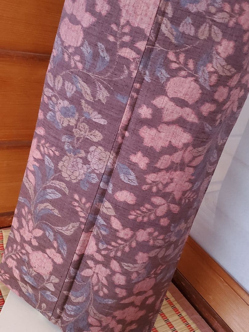 【スモールサイズ＊】辻が花の紬　茶色　ピンク　正絹　特価☆