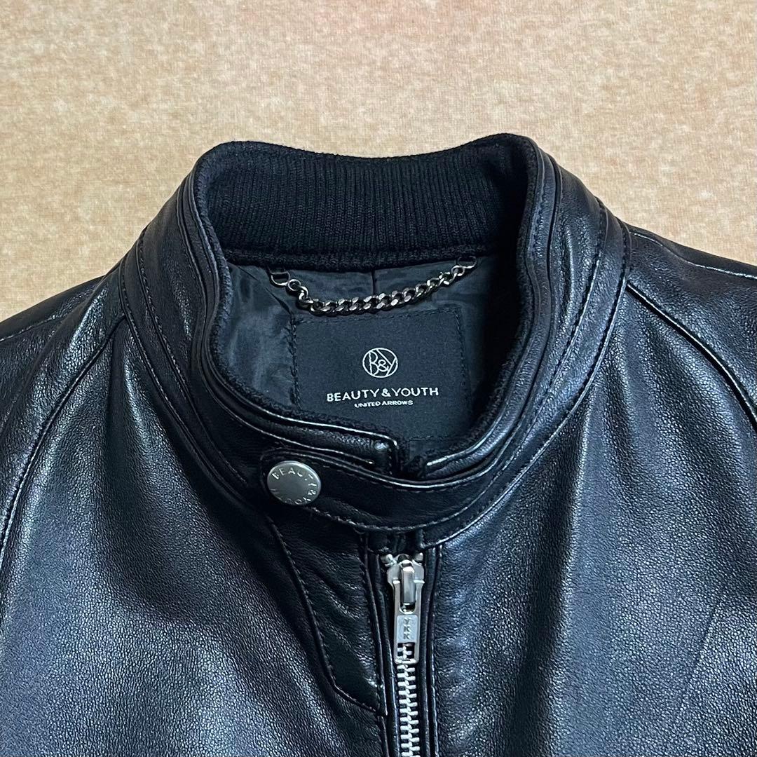 BEAUTY&YOUTH シングルライダース レザージャケット ブラック