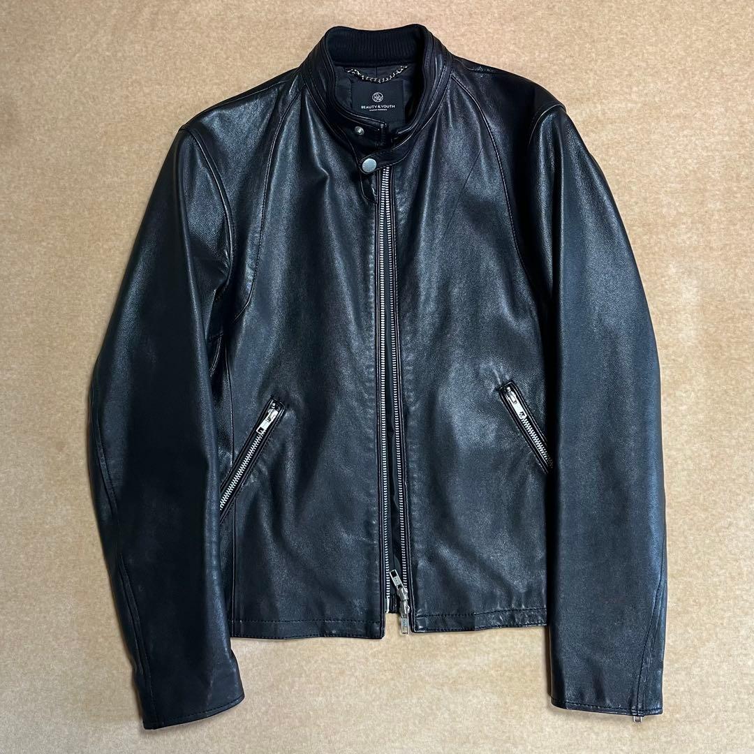 BEAUTY&YOUTH シングルライダース レザージャケット ブラック