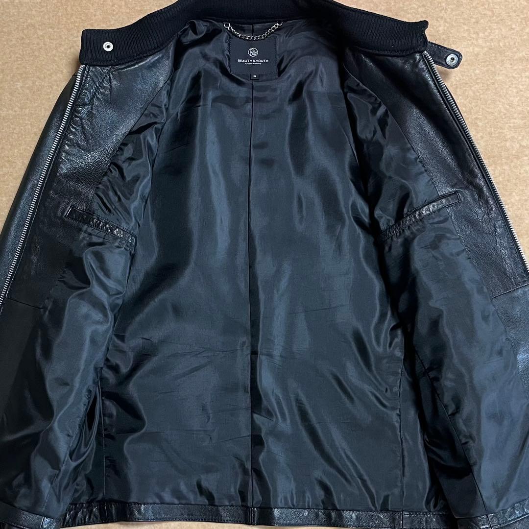 BEAUTY&YOUTH シングルライダース レザージャケット ブラック