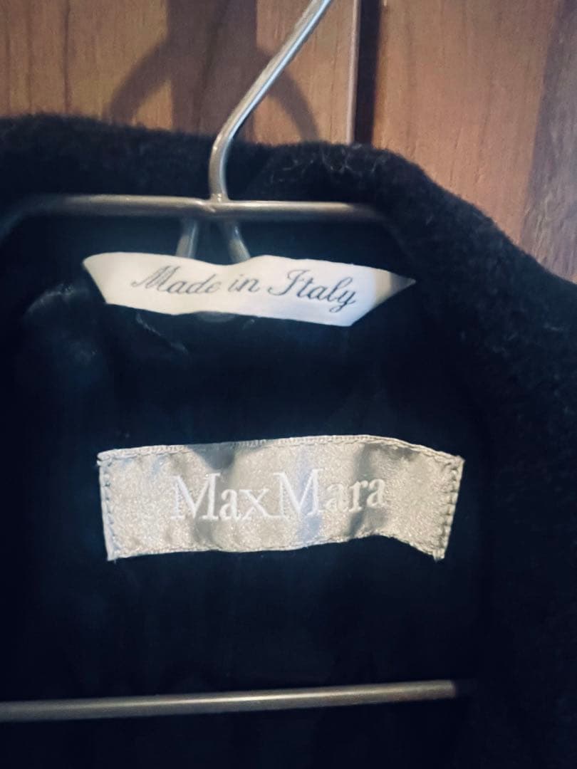 マックスマーラ　黒 ダブルブレスト チェスターコート レディース