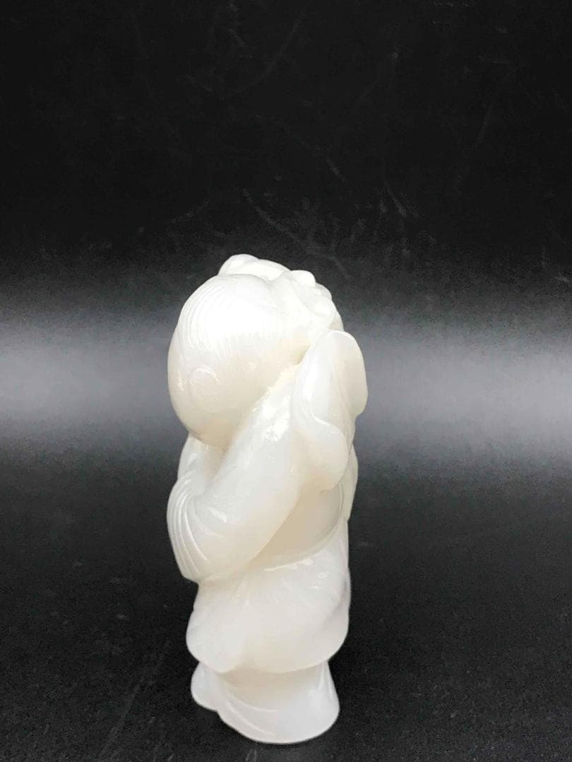 清乾隆時代　和田玉　童子佩　純和田玉彫り　古玉石　白玉　時代物　賞物(F-4)