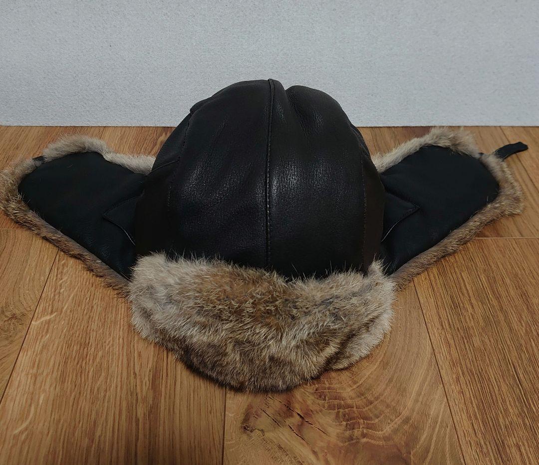 MAD BOMBER マッドボンバー 本革フライトキャップ ラビットファー