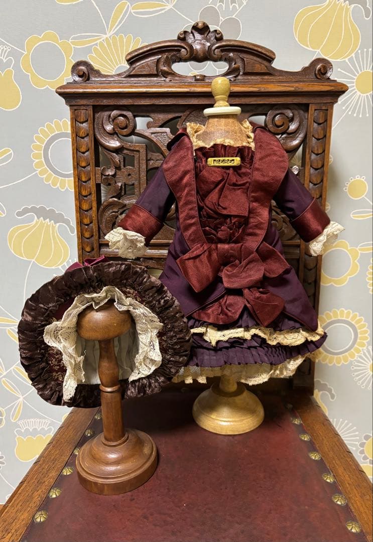 アンティークビスクドール ドレス&ボネセット