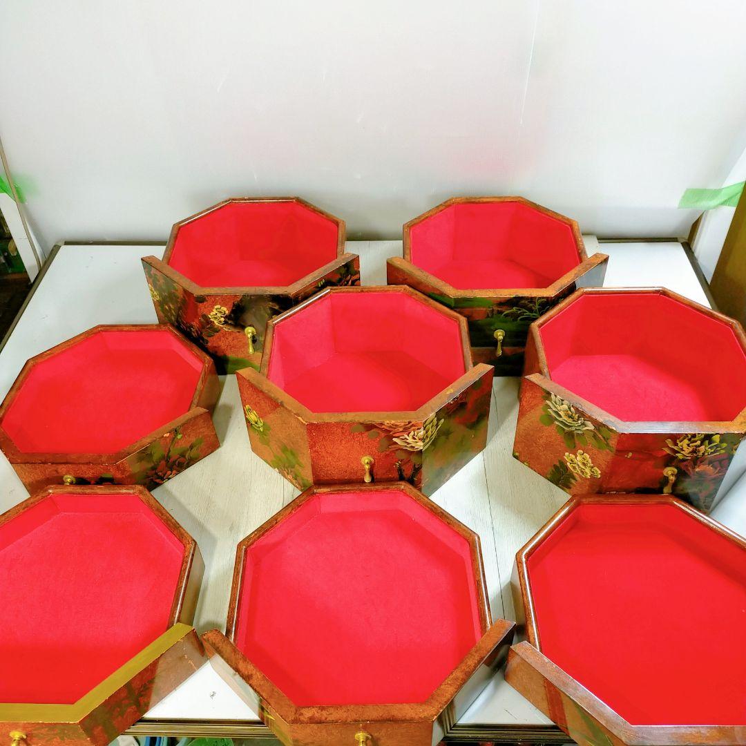 【アンティーク】中国家具 宝石棚 花鳥画 箪笥 チェスト 8杯 飾り棚 古家具