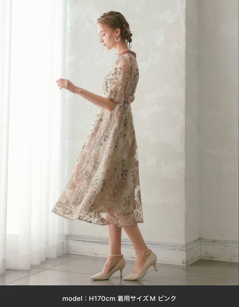 Dorry Dollフラワーエンブロイダリードレス　ピンク