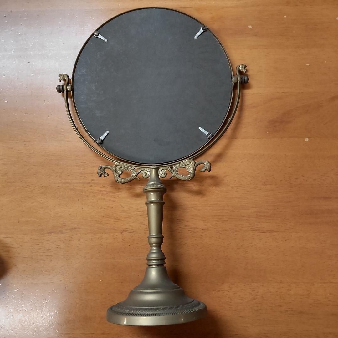 アンティーク仕上げ　鏡 ミラー スタンドミラー 卓上ミラー 卓上鏡 真鍮　ゴール