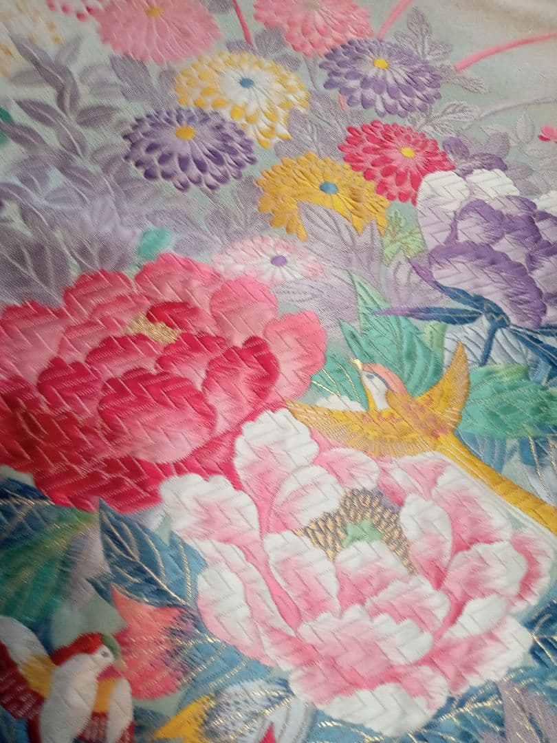 新品！正絹　豪華花刺繍の袋帯