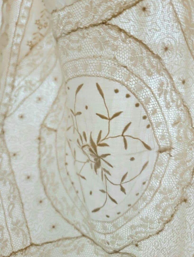 希少フランスアンティーク ノルマンディレース  レクタングルドイリー　レア長方形