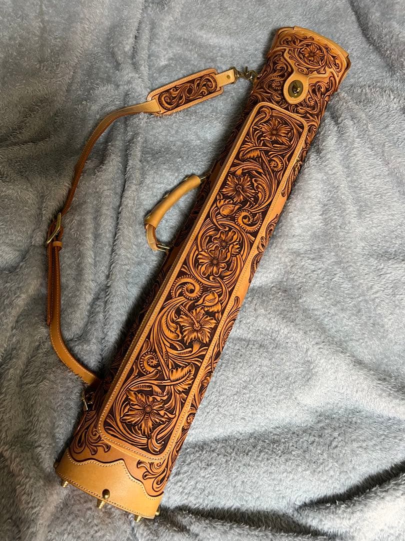 ビリヤード軽量カービングレザーキューケース