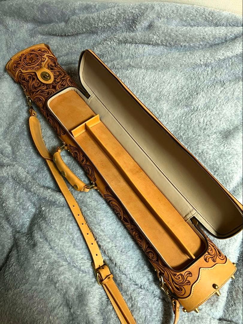 ビリヤード軽量カービングレザーキューケース